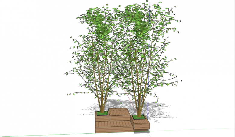 木制连接底座植物景观su模型-图二