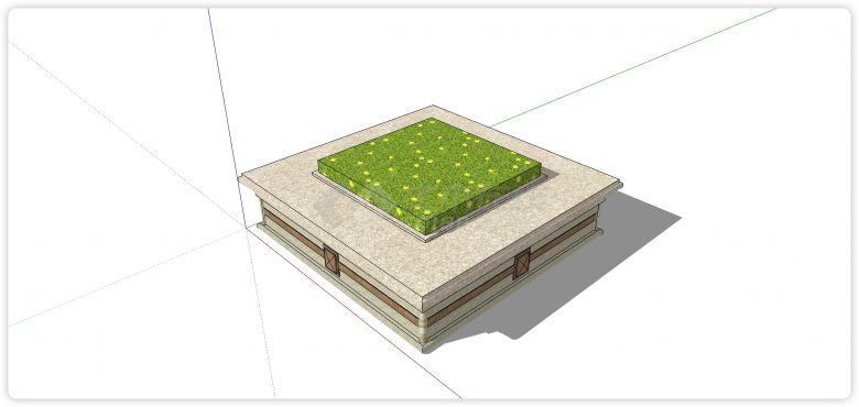 米色大理石方形树池su模型-图一