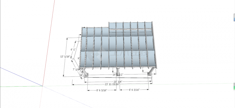 平顶弧形玻璃构筑物廊架花架su模型-图二