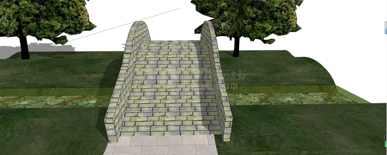 现代圆弧空腹式石拱桥su模型-图一