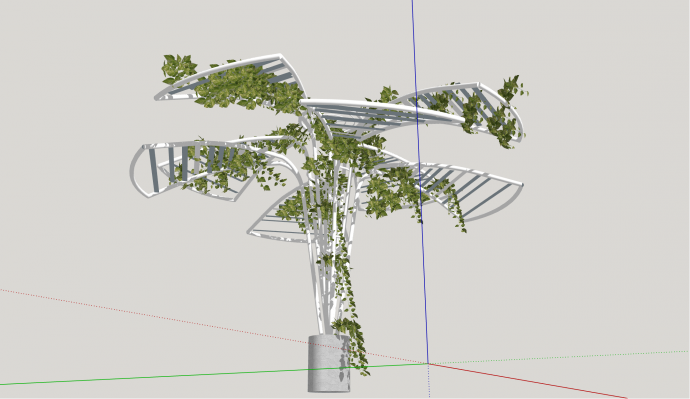 现代艺术镂空伞形公园构筑物su模型_图1