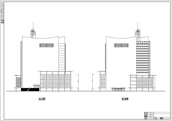 某地18层综合楼顶部带电视塔建筑设计方案图纸_图1
