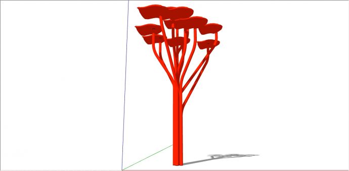 红色创意景观小品现代公园构筑物su模型_图1