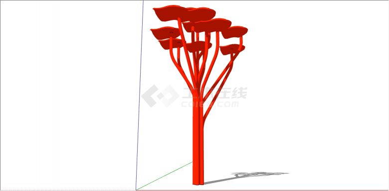 红色创意景观小品现代公园构筑物su模型-图一