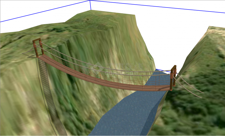 现代经典景区木板吊桥su模型-图一
