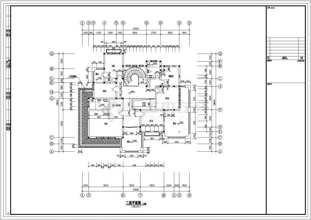 某地二层欧式别墅建筑设计方案图纸-图二