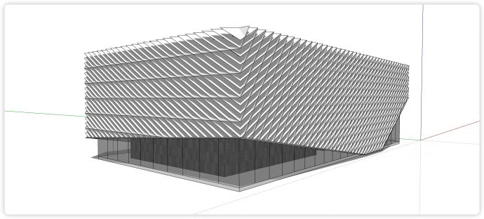 45度斜排景墙装饰面异形建筑细部su模型_图1