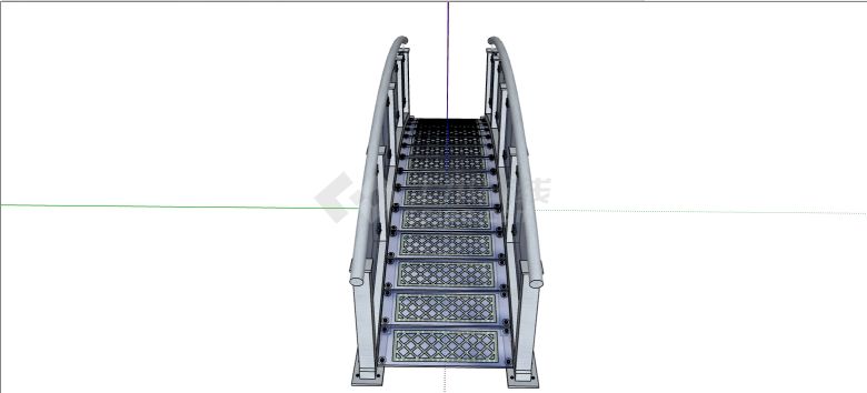 透明玻璃安全防护设计钢材踏板拱桥建筑su模型-图二