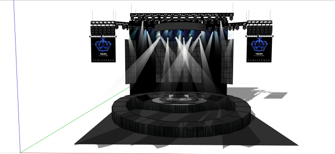 现代科技风黑色多媒体灯光室外舞台su模型_图1