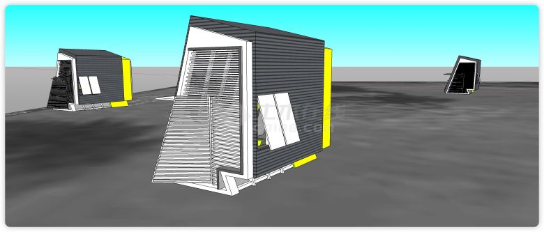 集装箱设计可放单车居住空间su模型-图二