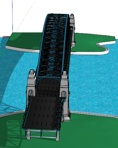 蓝绿色相见现代铁拉大桥su模型-图一