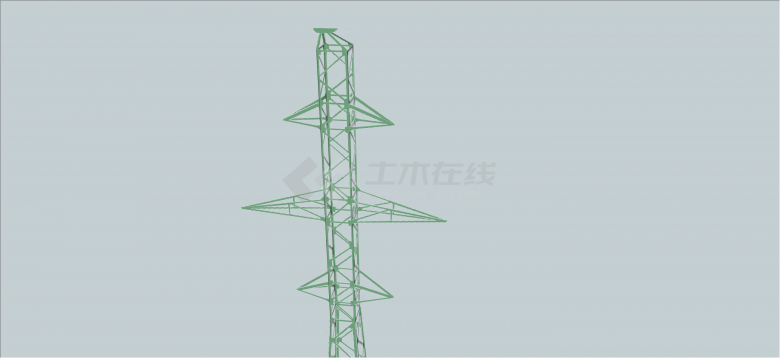 现代绿色电力线铁塔su模型-图二