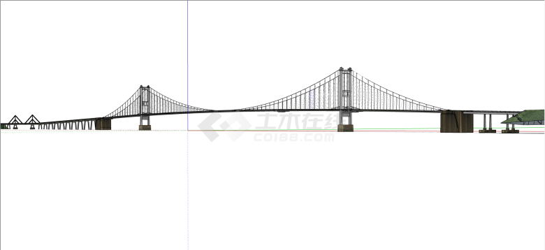 现代联排悬空悬索桥su模型-图二