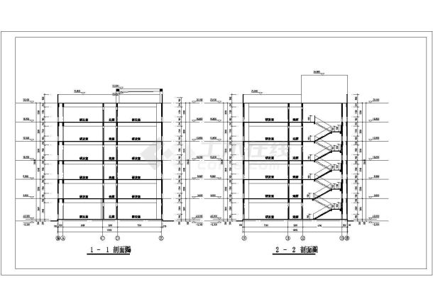 安徽省某6层框架结构办公楼建筑设计施工图-图一