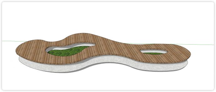 木板凳子创意树池座椅su模型_图1