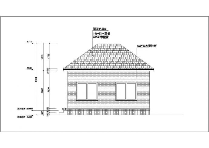 杭州某景区小木屋建筑设计方案图纸_图1