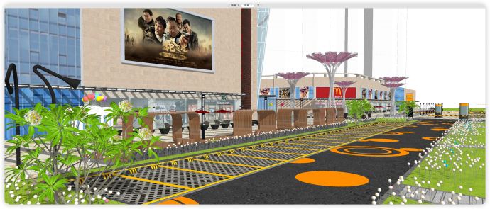 大型购物中心现代商业广场景观su模型_图1