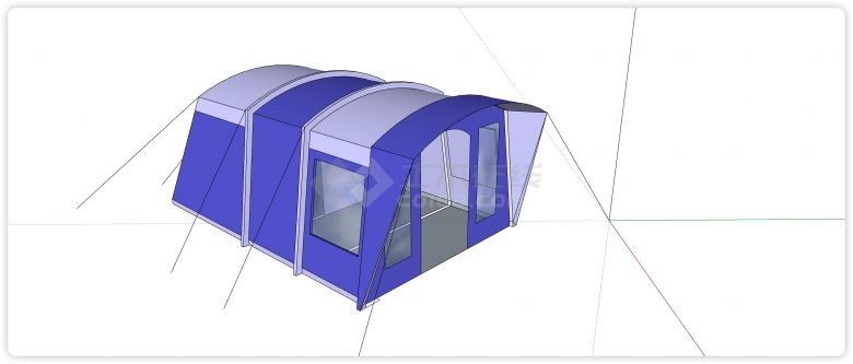 紫色相间弧形顶帐篷su模型-图二