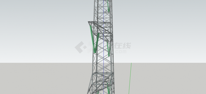 超高多层复杂科技含量高电力线铁塔su模型 -图二