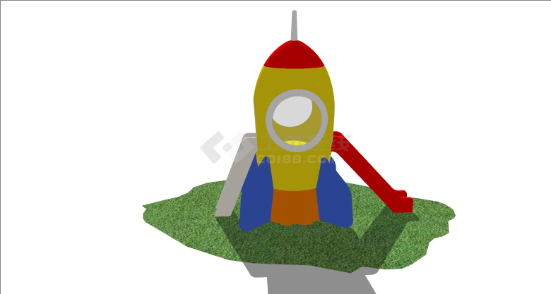 红黄蓝小火箭儿童设备su模型-图一