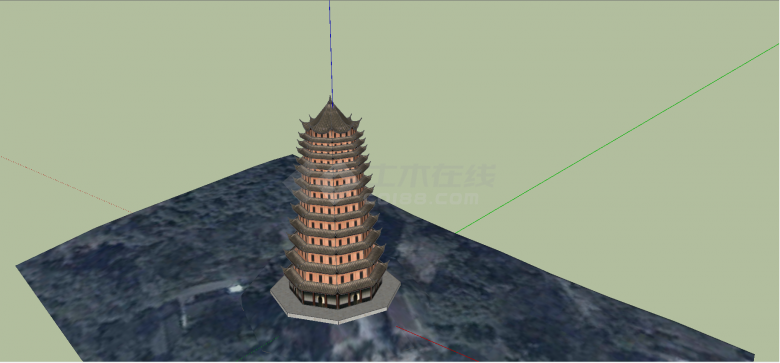 中式松果样式十三层木塔su模型-图二