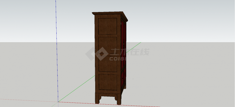 中式中上大柜下方两小柜样式衣柜su模型-图二