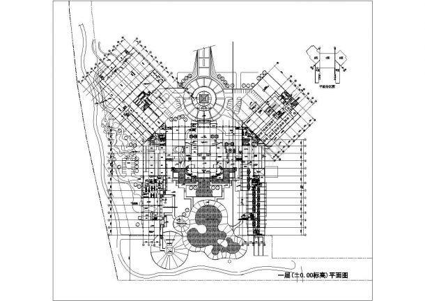 某地区五星级酒店规划设计总平面布置图-图一