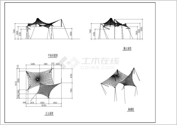 法国法拉利膜材景观张拉膜结构施工图-图一