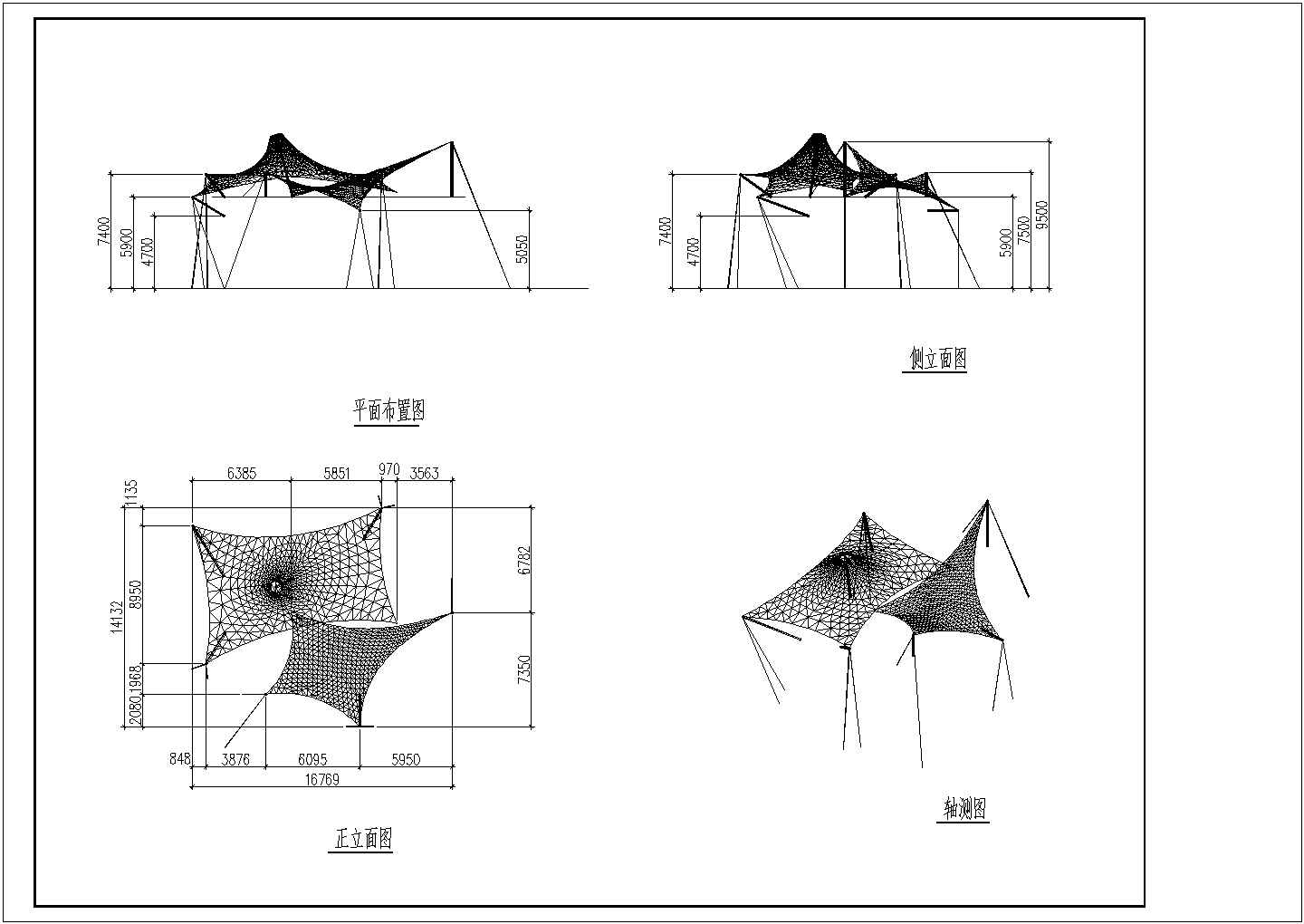 法国法拉利膜材景观张拉膜结构施工图