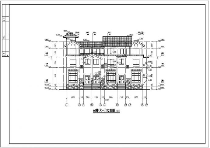 某小区三层排屋住宅楼建筑设计施工图_图1