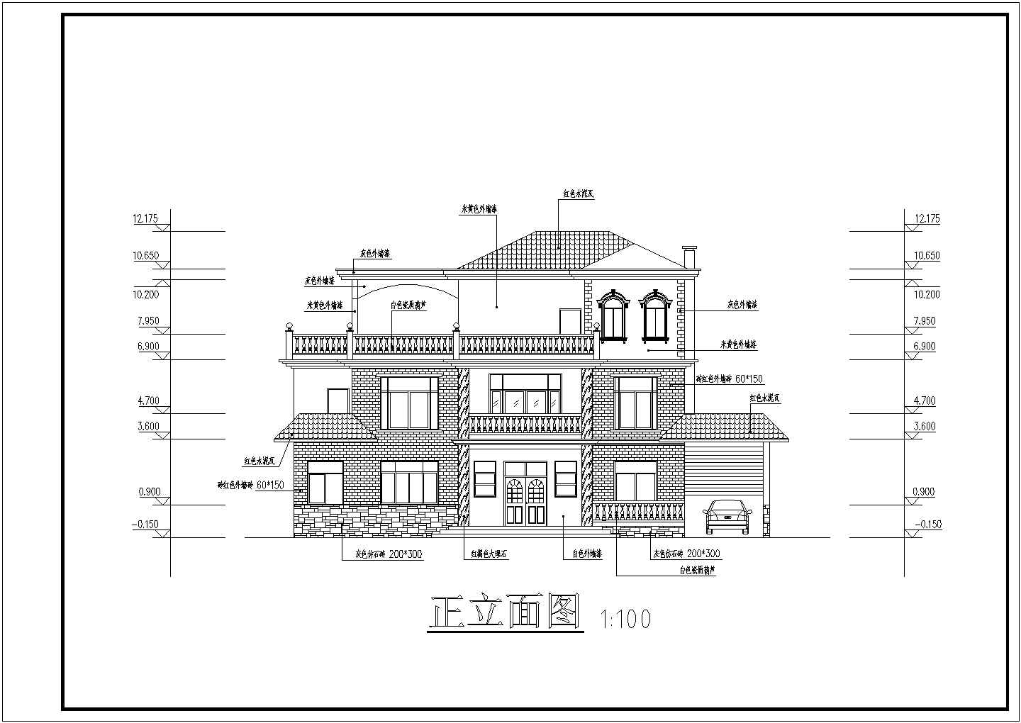 农村自建三层别墅建筑设计方案图纸