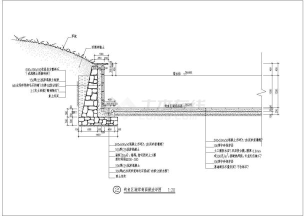 五套临水人工湖岸断面做法施工图纸-图二