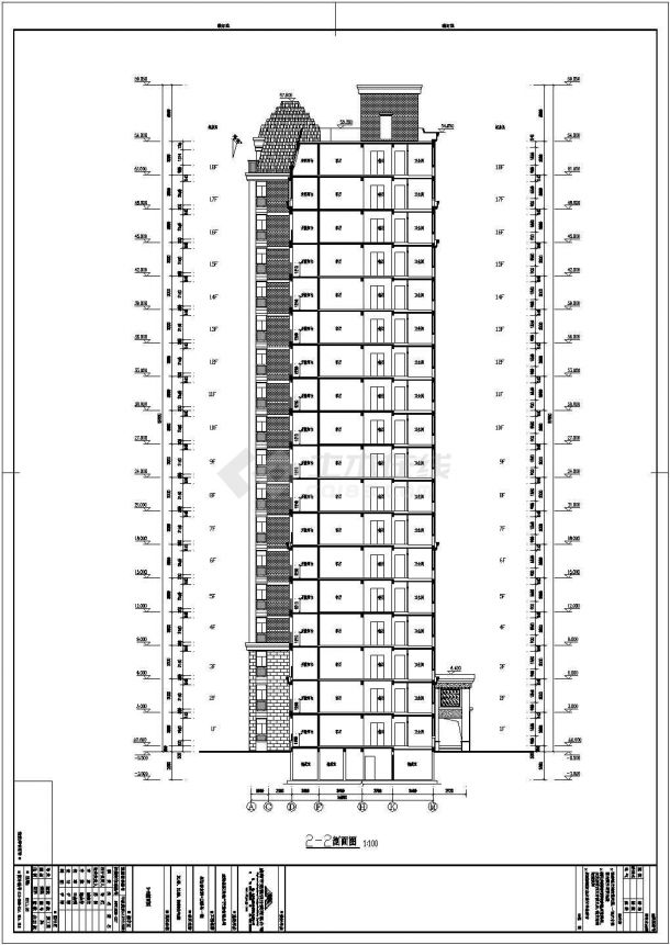 威海某地18层住宅楼建筑设计施工图-图二