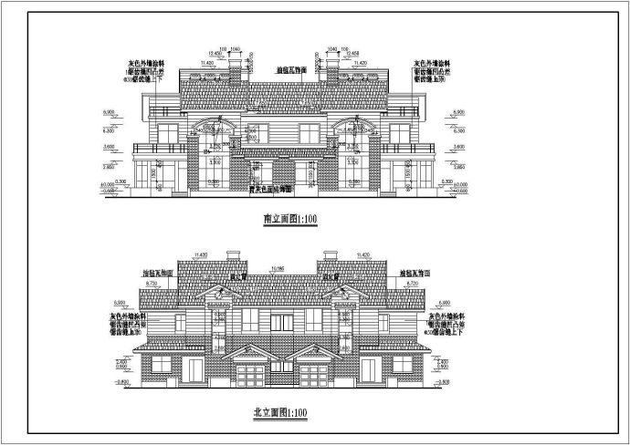 江苏某小区3层框架结构别墅建筑施工图_图1