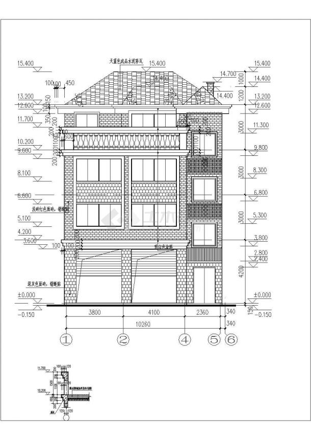 某地区四层砖混结构住宅楼建筑设计方案图纸-图一