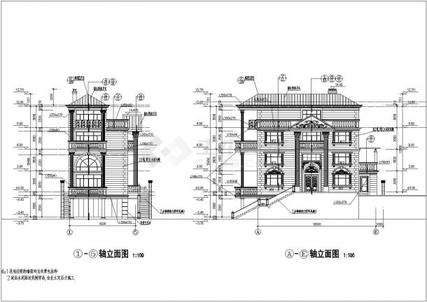 广州某地四层简欧风格住宅楼建筑设计方案图纸-图一