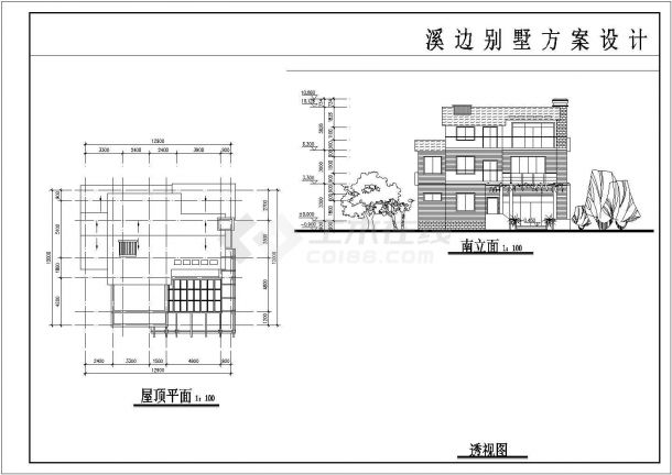 某地区三层坡屋顶别墅建筑设计方案图纸-图二