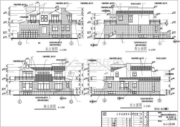 江苏某地区二层花园别墅建筑设计方案图纸-图一