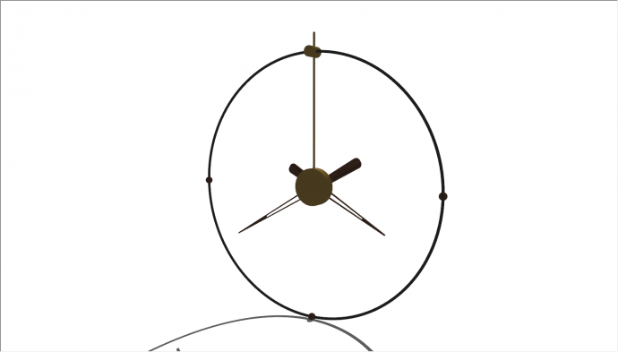 北欧木制指针时钟装饰摆件su模型_图1