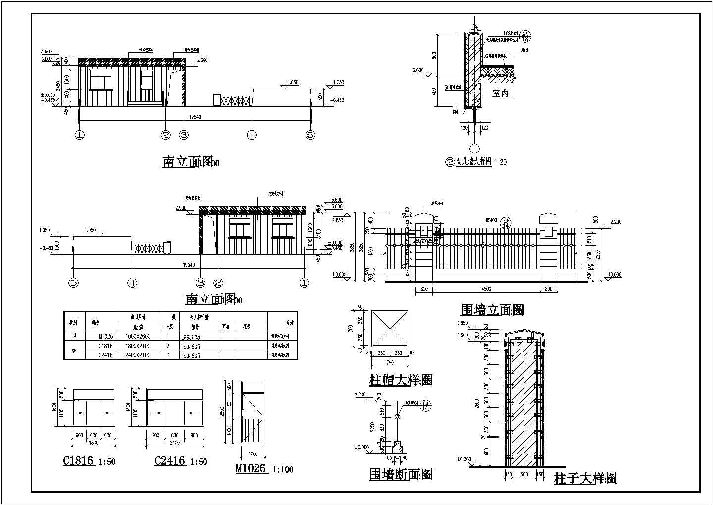 某厂房大门及门卫室建筑设计施工图