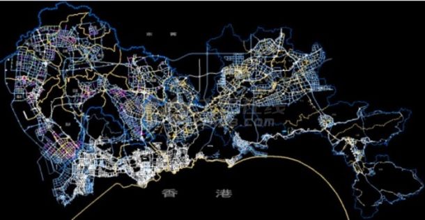 深圳市全市路网图（矢量深圳独立坐标CAD）-图一