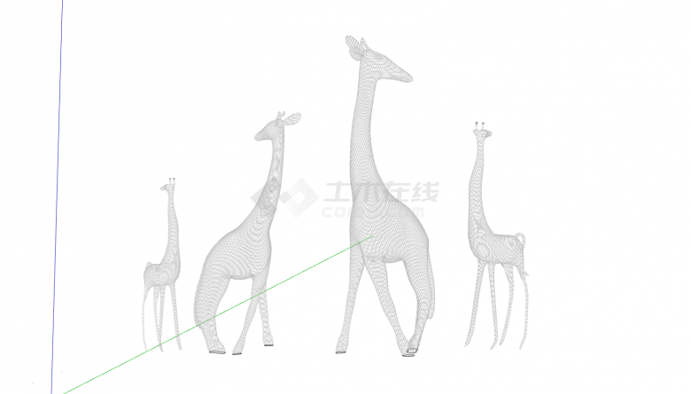 网状创意长颈鹿动物雕塑小品su模型-图一