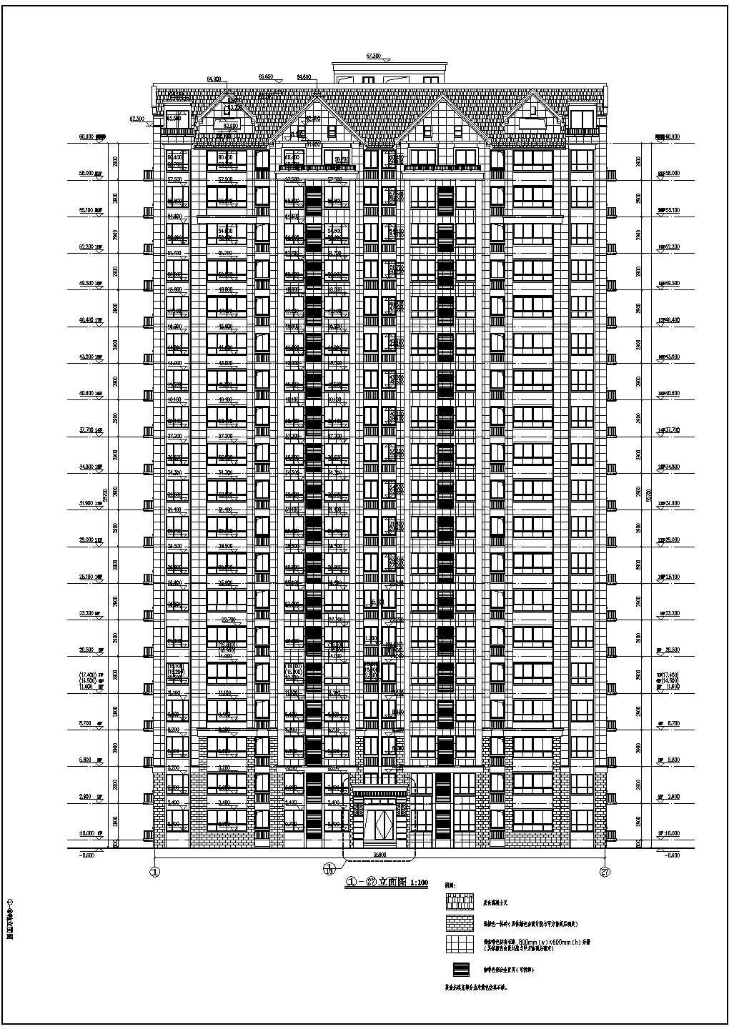 江苏某小区21层住宅楼建筑设计施工图