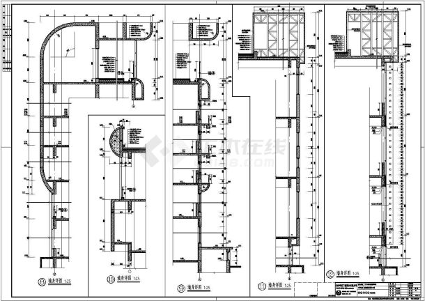 某地建筑墙身大样的建筑施工剖面图-图二