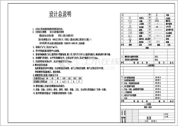 某化工厂废水处理站全套总图施工图-图一