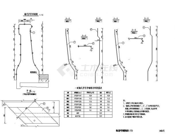 护栏钢筋构造设计图-图二