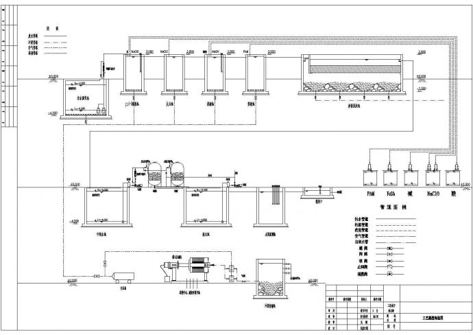 某地钢筋混凝土结构化工厂污水处理工艺流程图和结构施工图_图1