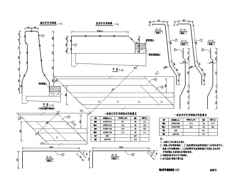 墙式护栏钢筋构造设计图