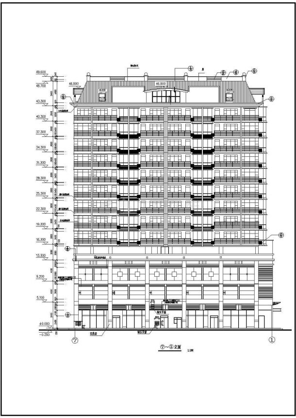 某地11层框架结构商住楼建筑设计施工图-图二