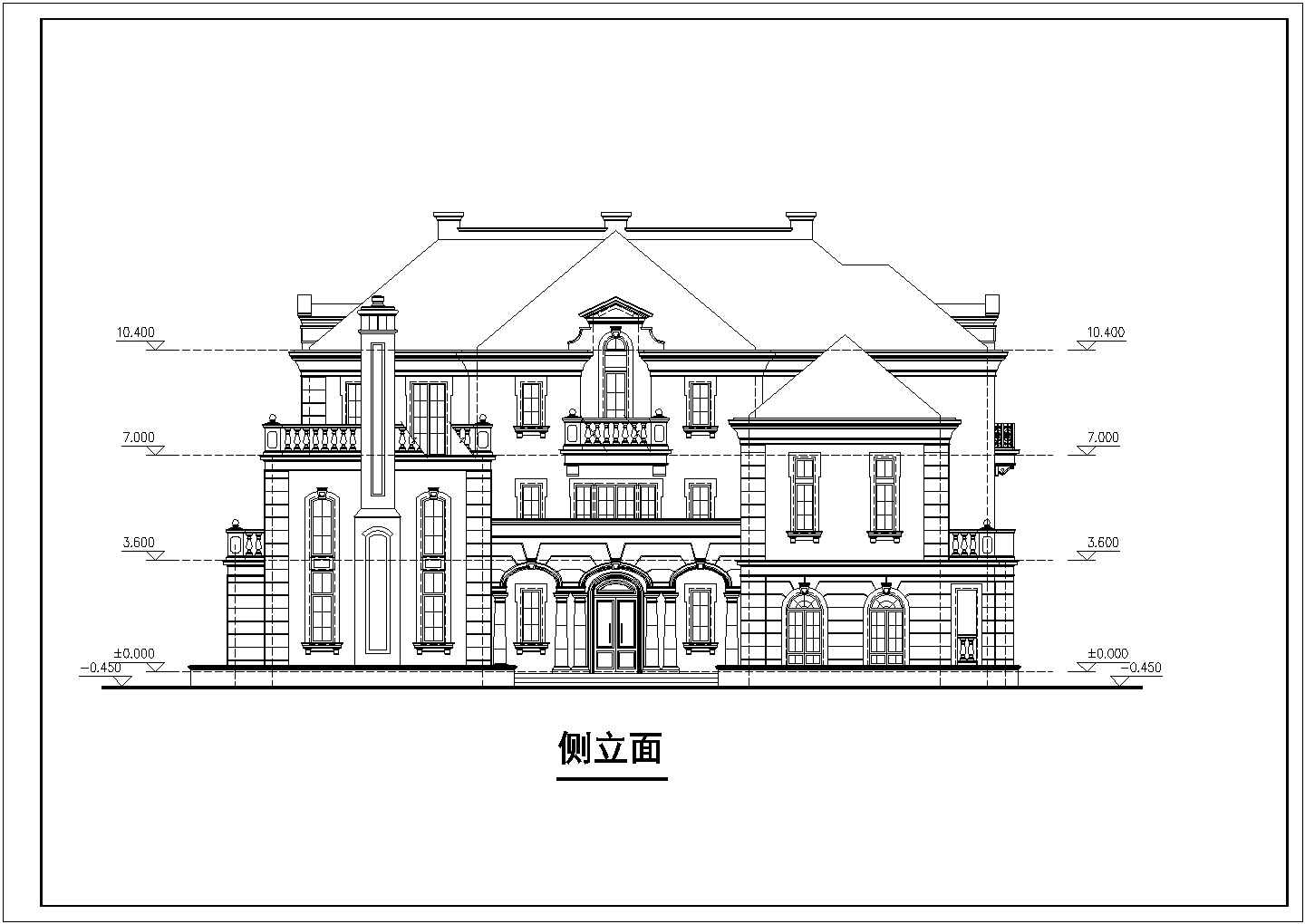某地三层法式双拼别墅建筑设计方案图纸